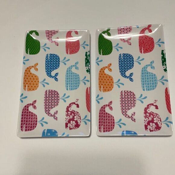 Pair of Cynthia Rowley Whale Appetizer /Trinket Plates, Melamine. Organize!!! - Picture 4 of 8